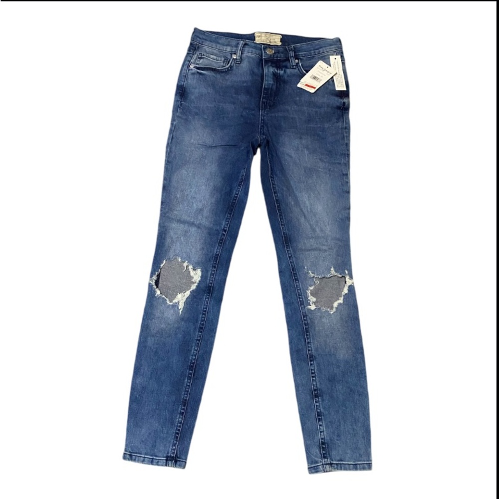 Free People Womens Jeans Size 28 High Rise Busted Knee Skinny Jeans Blue 28